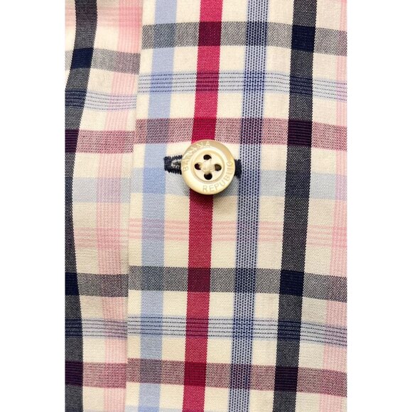 Banana Republic Mens L Camden Fit Plaid Shirt western preppy Red/Blue/White - Picture 11 of 11